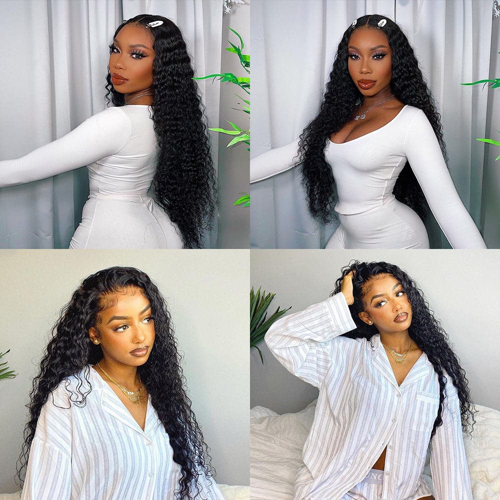 VIPbeauty Curly Wave Bundles With 13x4 Lace Frontal Unprocessed Human Hair Extensions