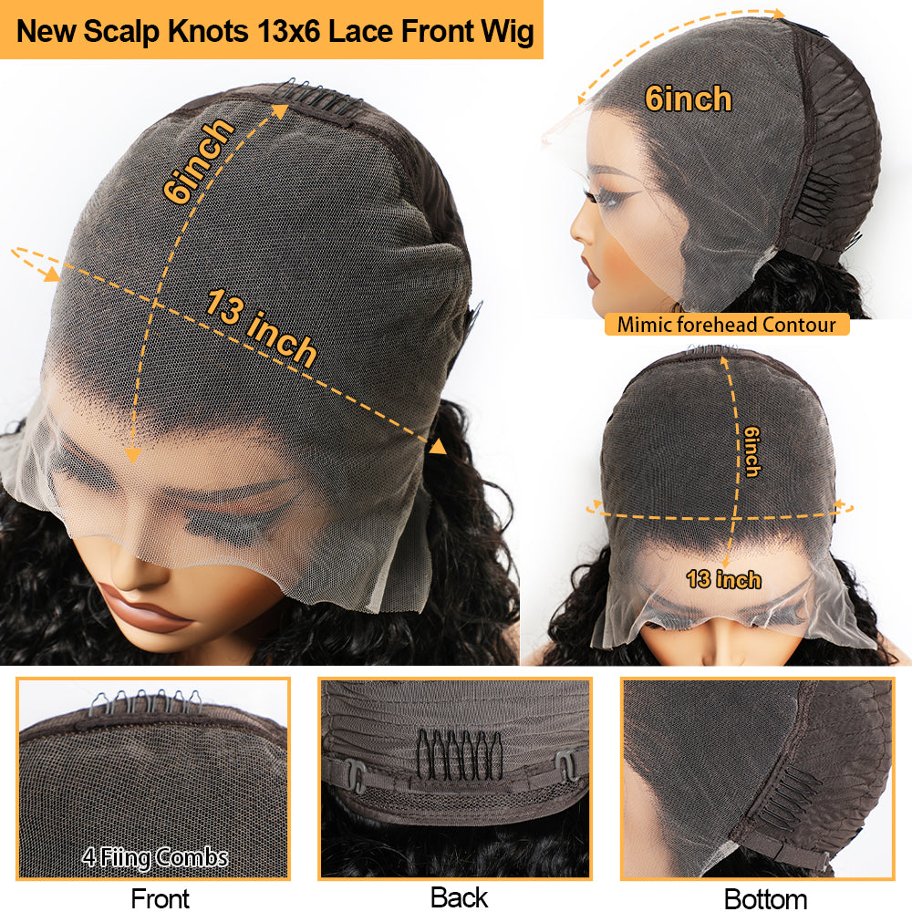 VIPbeauty 13x6 Skin Like HD Lace Front Wigs Water Wave Human Hair Wigs Pre Plucked