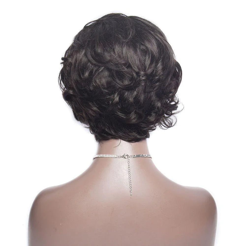 Pixie Cut Wig 13x4 Transparent Lace Human Hair Pixie Wigs Loose Wavy 150% Density