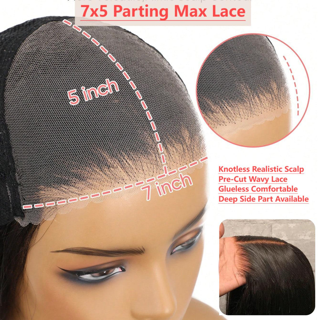 VIPbeauty 7x5 Wear Go Glueless Wig Water Wave Body Wave Lace Closure Wigs Pre Cut