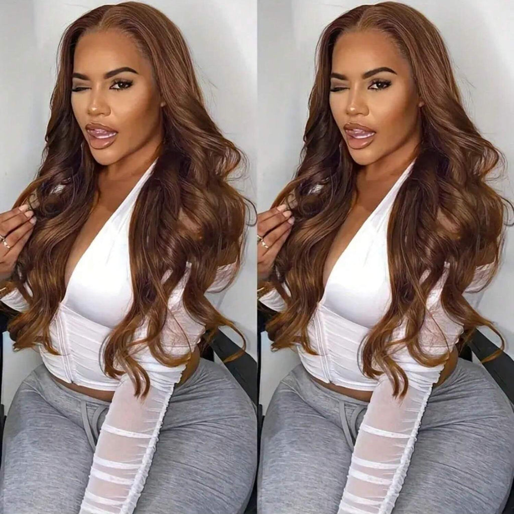 VIPbeauty #4 Chocolate Brown 13x4 Lace Front Wigs Transparent Body Wave 13x6 Human Hair