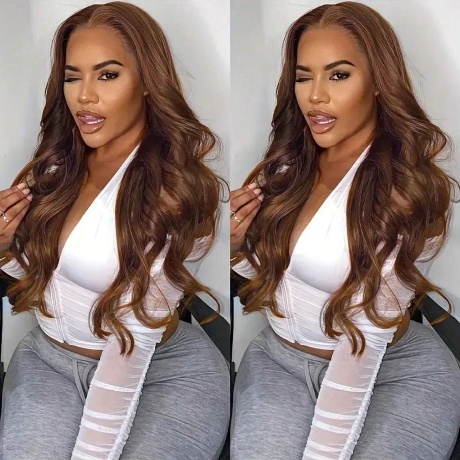 VIPbeauty #4 Chocolate Brown 13x4 Lace Front Wigs Transparent Body Wave 13x6 Human Hair