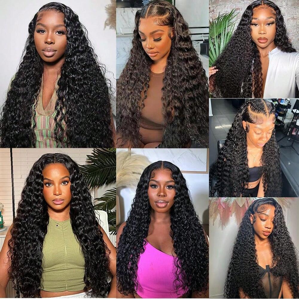 VIPbeauty Glueless Wigs Deep Wave 5x5 Lace Closure Wig Ready To Wear Pre Cut Bleached Knots