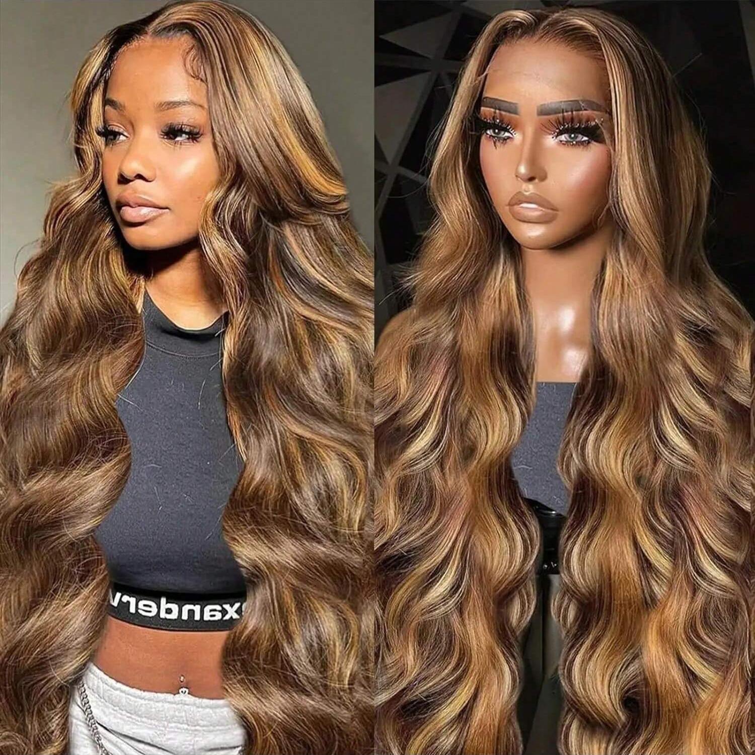 VIPbeauty #P4/27 Highlight 13x4 Lace Front Wigs Body Wave Human Hair 5x5 Glueless Wigs