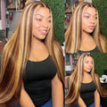 VIPbeauty Highlights Lace Frontal Wig Transparent Straight Human Hair Wigs P4/27 Color