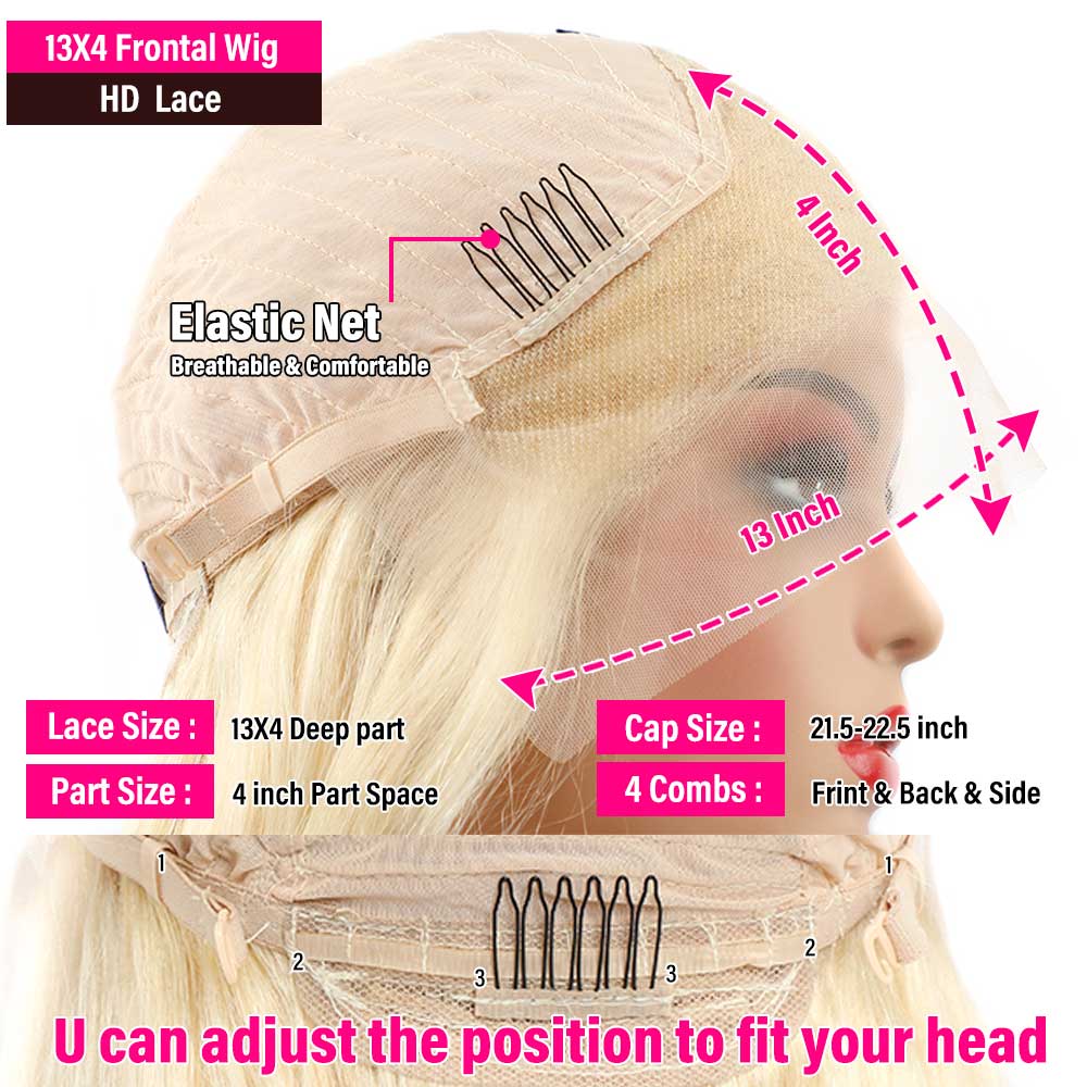 VIPbeauty 613 Blonde 13x4 Lace Front Wigs Body Wave Human Hair Lace Wig 180%