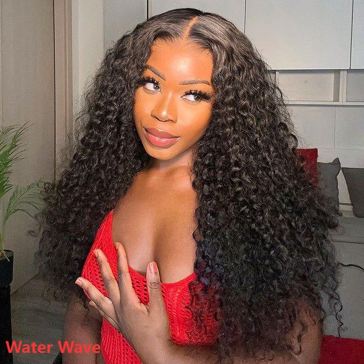 VIPbeauty 13x6 Full Lace Frontal Wigs Water Wave HD Transparent Human Hair Wig Pre-Bleached