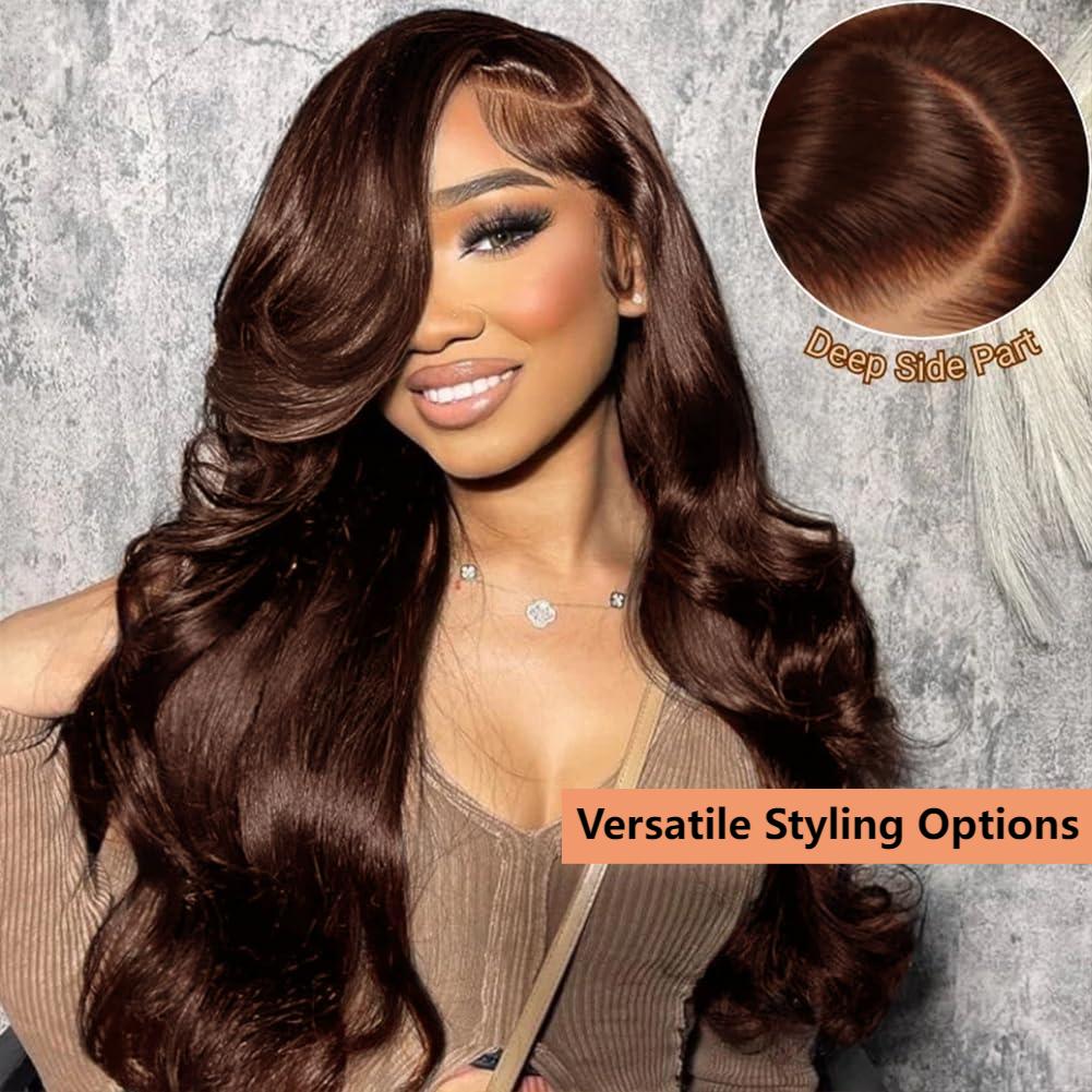 VIPbeauty 7x5 Wear Go Glueless Wigs Chocolate Brown Body Wave Bleached Knots Lace Frontal Wig