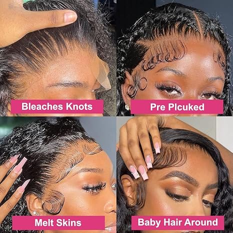 VIPbeauty 13x4 Frontal Lace Wig Water Wave Transparent Human Hair Wigs Natural Hairline