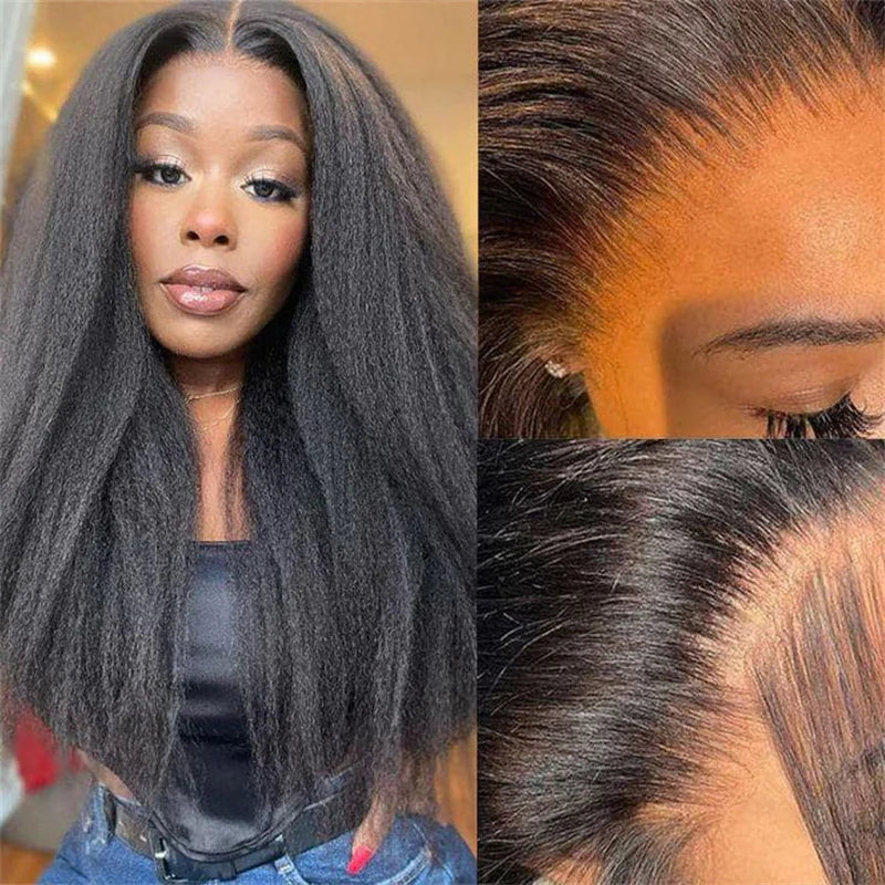 VIPbeauty 13x6 Transparent Lace Front Wig Kinky Straight Human Hair Wig for Black Women