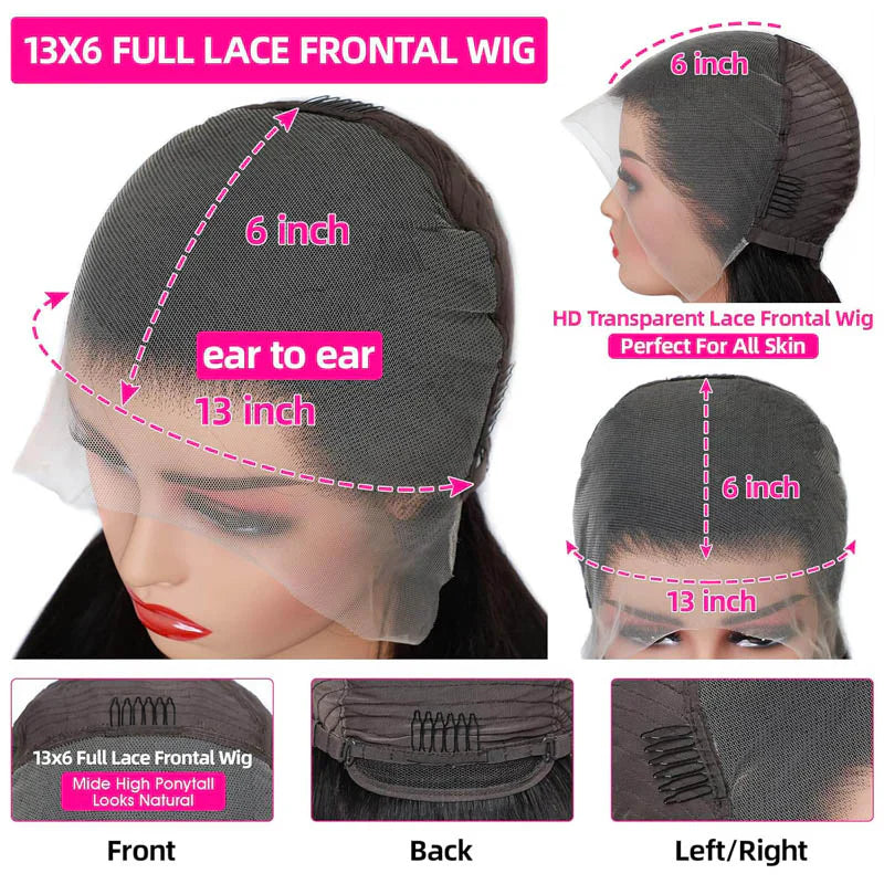 VIPbeauty 13x6 Full Lace Frontal Wigs Water Wave HD Transparent Human Hair Wig Pre-Bleached