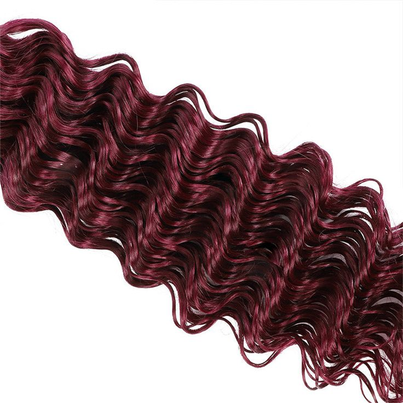 VIPbeauty Burgundy 99J Deep Wave Bulk Human Hair No Weft Boho Hair For Braiding