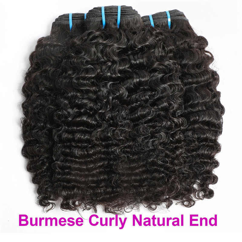 VIPbeauty Curly Hair Human Hair 3 Bundles Burmese Pix Curls Bundles Raw Virgin Hair Weave Bundle For Women
