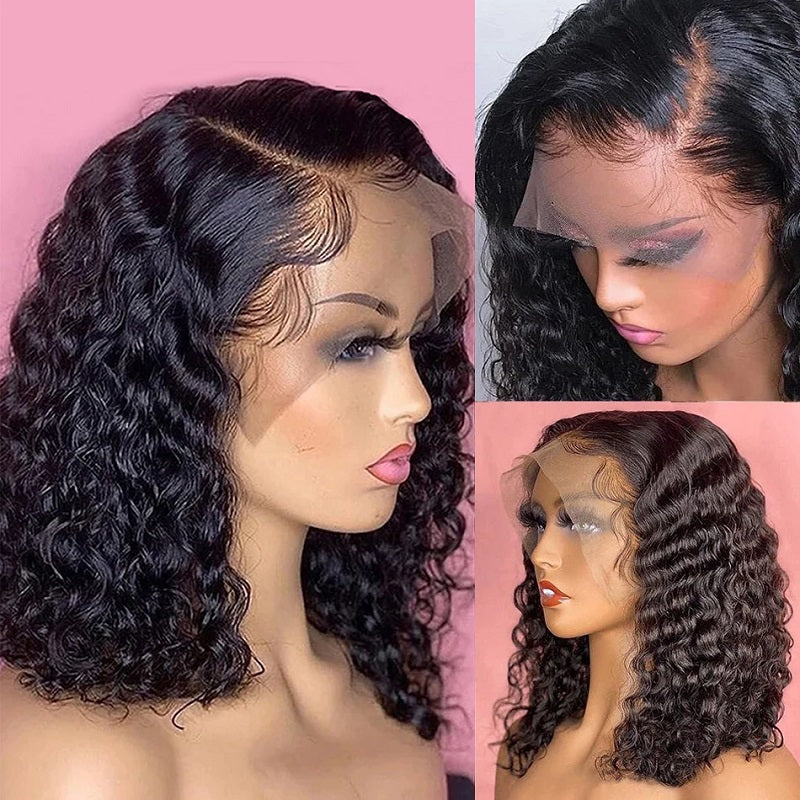 VIPbeauty Short Bob Wigs 13x4 Lace Front Wig Deep Wave Human Hair