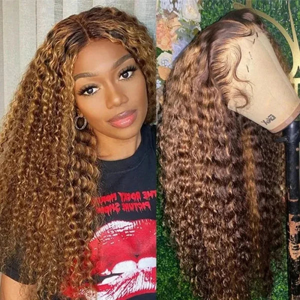 VIPbeauty 13x4 Lace Front Wig Human Hair P4/27 Highlights Deep Wave 13x6 Frontal Wigs