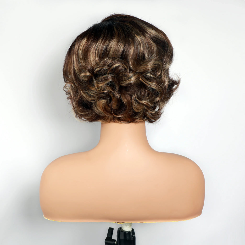 Pixie Cut Wig 13x4 Transparent Lace Human Hair Pixie Wigs Loose Wavy 150% Density