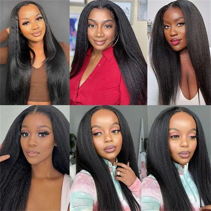 VIPbeauty Kinky Straight Lace Front Wig Transparent 13x4 Human Hair Front Wigs