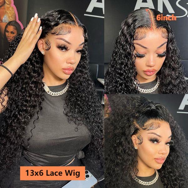 VIPbeauty 13x6 Full Lace Frontal Wigs Water Wave HD Transparent Human Hair Wig Pre-Bleached