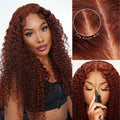 VIPbeauty 7x5 Glueless Wig Reddish Brown Deep Curly Wear Go Lace Closure Wigs 180%