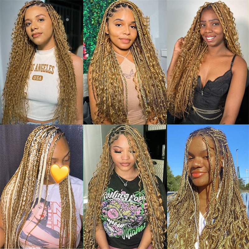 VIPbeauty Braiding Hair #27 Honey Blonde Deep Wave Bulk Human Hair for Boho Braids