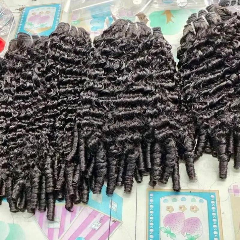 VIPbeauty Brazilian Curly Hair Human Hair 4 Bundles Burmese Curls Bundles 100% Virgin Human Hair