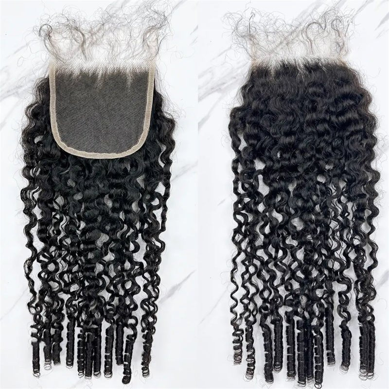 VIPbeauty Burmese Curly Hair Indian Human Hair 3 Bundles With 4x4 Lace Closure