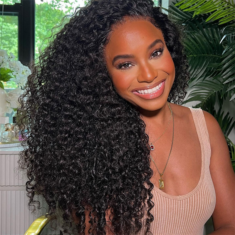 VIPbeauty Invisi-Drawstring Burmese Curly 360 Lace Frontal Wigs Bleached Knots Human Hair Wigs