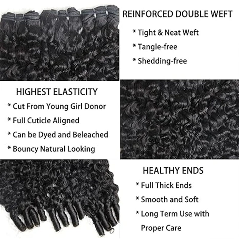 VIPbeauty Burmese Curly Human Hair Bundles With 13x6 Lace Frontal Virgin Hair Extensions