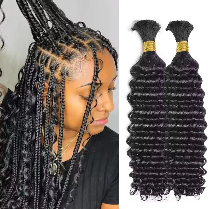 VIPbeauty Deep Wave Bulk Hair Extensions for Boho Knotless Braiding