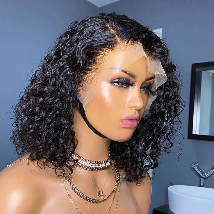 VIPbeauty Short Bob Wigs 13x4 Lace Front Wig Deep Wave Human Hair