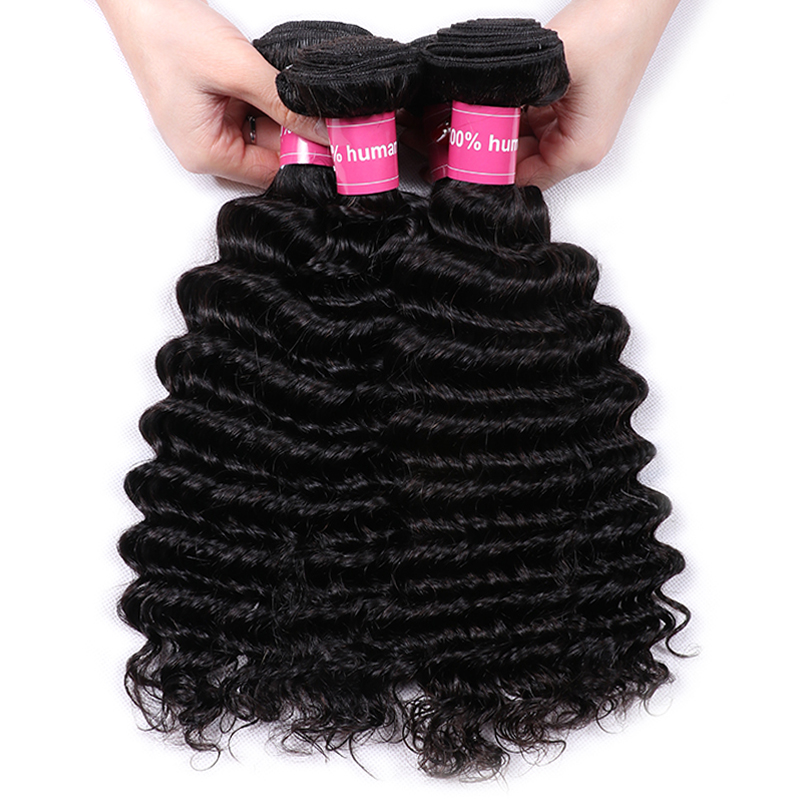 VIPbeauty Deep Wave Bundles With 13x6 Lace Frontal Human Hair Extensions