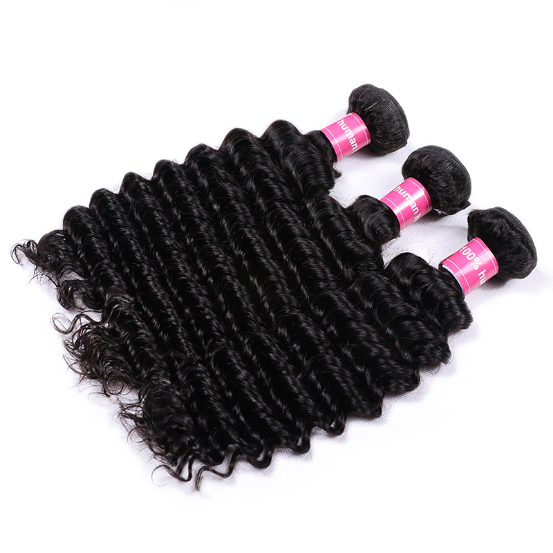 VIPbeauty Deep Wave Bundles With 13x6 Lace Frontal Human Hair Extensions
