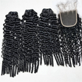 VIPbeauty Burmese Curly 3 Bundles Human Hair With 4x4 Lace Closure