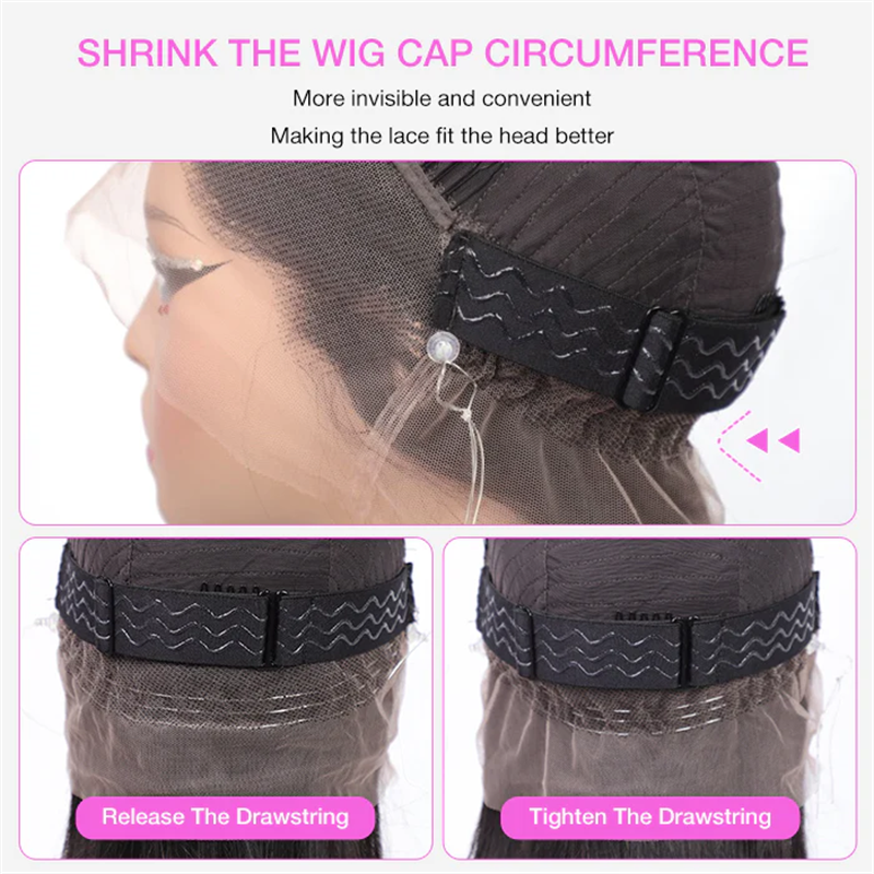 VIPbeauty Invisi-Drawstring Loose Deep Wave 360 Lace Frontal Glueless Lace Wigs