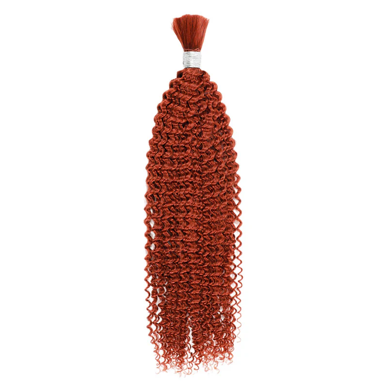VIPbeauty Curly Wave Ginger Orange Bulk Human Hair Knotless Boho Braids No Weft Extensions