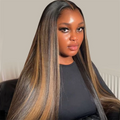 VIPbeauty P1B/27 Highlights Straight Hair M Hairline 13x6 Lace Front Wig With Widow's Peak