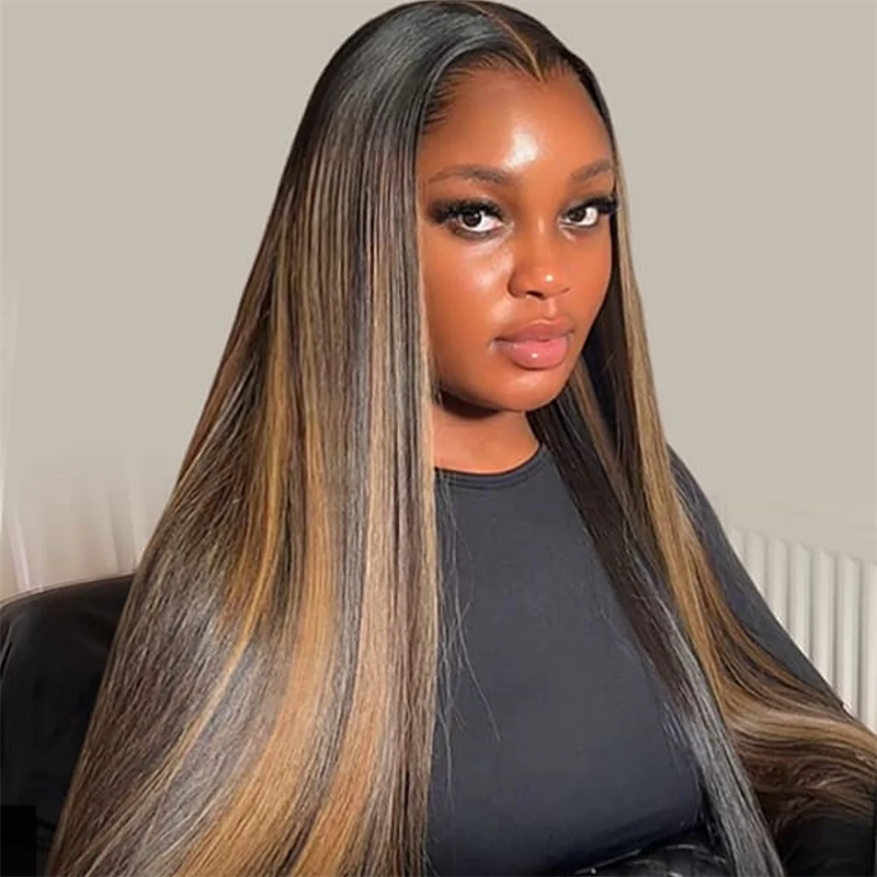 VIPbeauty P1B/27 Highlights Straight Hair M Hairline 13x6 Lace Front Wig With Widow's Peak
