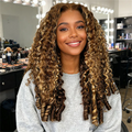 VIPbeauty P4/27 Burmese Curly 3 In 1 Half Wig Flip Over Invisi Drawstring Highlight Brown Color