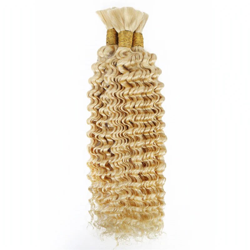 VIPbeauty Human Braiding Hair for Boho Braids #613 Blonde Deep Wave Bulk Human Hair No Weft
