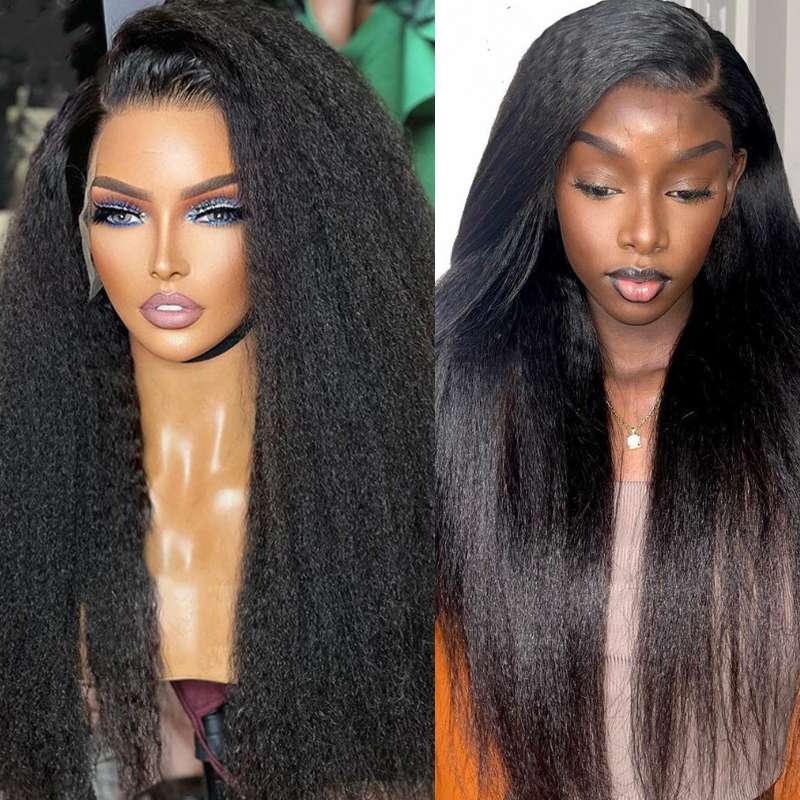 VIPbeauty Kinky Straight Lace Front Wig Transparent 13x4 Human Hair Front Wigs