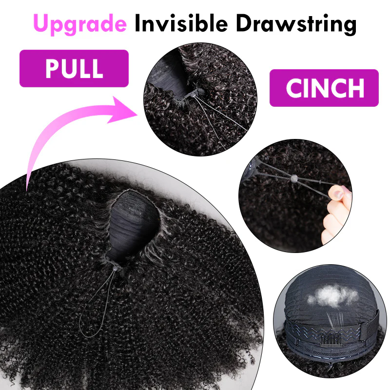 VIPbeauty Burmese Curly Flexible Fit Wear Go Half Wig With Drawstring Beginner Friendly