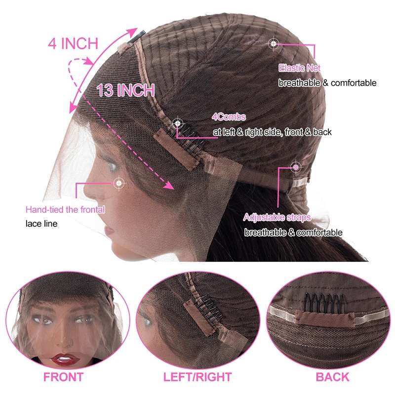 VIPbeauty Straight Lace Front Wigs 13x4 Transparent Human Hair Wig for Black Women