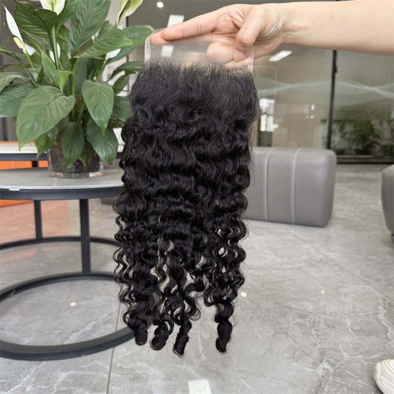 VIPbeauty 4x4 HD Lace Closure Virgin Hair Burmese Curly Human Hair 1 PC