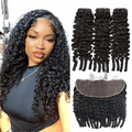 VIPbeauty Burmese Curly  3 Bundles With 13*4 Lace Frontal Closure Brazilian Human Hair