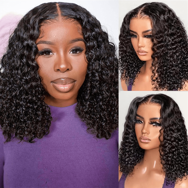 VIPbeauty Short Bob Burmese Curly 13x4 Invisiable Lace Human Hair Wigs
