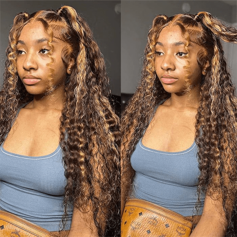 VIPbeauty P4/27 Highlight Burmese Curly Lace Front Wigs 13x4 13x6 HD Transparent Human Hair Wigs