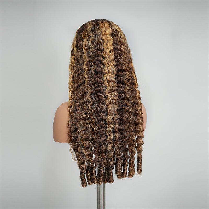 VIPbeauty P4/27 Highlight Burmese Curly Lace Front Wigs 13x4 13x6 HD Transparent Human Hair Wigs