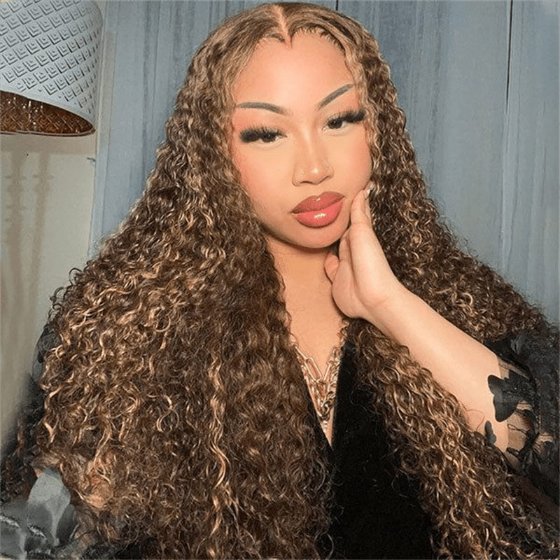 VIPbeauty P4/27 Highlight Burmese Curly Lace Front Wigs 13x4 13x6 HD Transparent Human Hair Wigs
