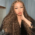 VIPbeauty P4/27 Highlight Burmese Curly Lace Front Wigs 13x4 13x6 HD Transparent Human Hair Wigs