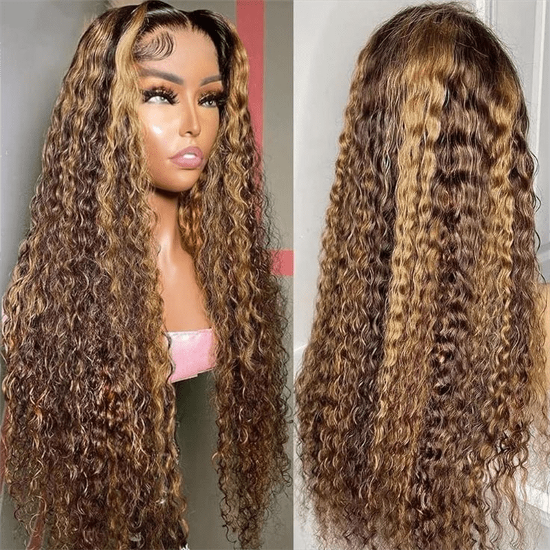 VIPbeauty P4/27 Highlight Burmese Curly Lace Front Wigs 13x4 13x6 HD Transparent Human Hair Wigs